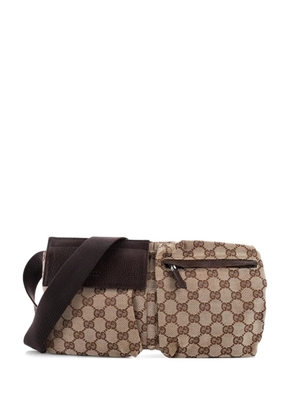 Gucci Pre-Owned Vintage Double GG Canvas with Leather belt bag - Brown