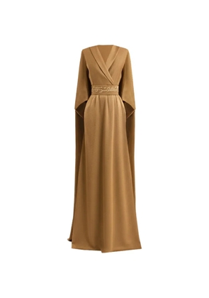 Gemy Maalouf calligraphy-embroidered kaftan dress - Brown