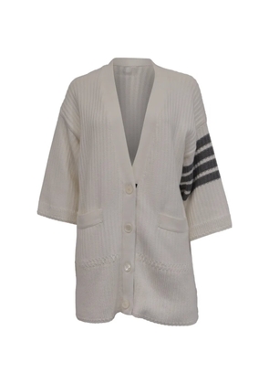 Thom Browne stripe oversized cardigan - White