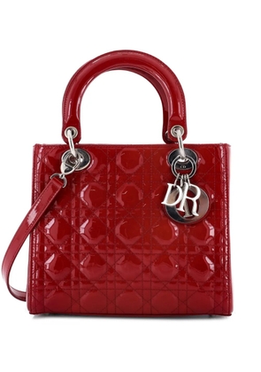 Christian Dior Pre-Owned Lady Dior Bag Cannage Quilt Patent Medium satchel - Red