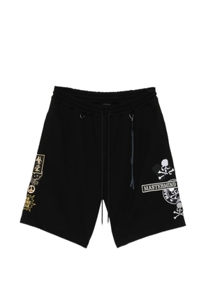 Mastermind Japan embroidered patch drawstring shorts - Black