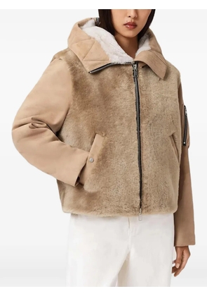 AllSaints Dexter collared shearling jacket - Neutrals