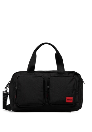 HUGO zip pockets luggage holdall - Black