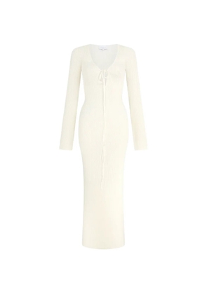 Violante Nessi Cristina V-neck long-sleeve midi dress - Neutrals