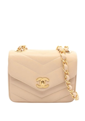 CHANEL Pre-Owned 1994-1996 Mini Lambskin Chevron Flap shoulder bag - Brown