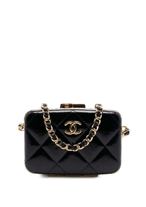 CHANEL Pre-Owned 2021 Small Glazed Goatskin Box With Chain crossbody bag - Black