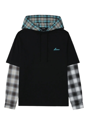 We11done plaid-paneled hooded top - Black