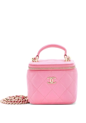 CHANEL Pre-Owned Classic Top Handle Vanity Case with Chain Quilted Lambskin Mini crossbody bag - Pink