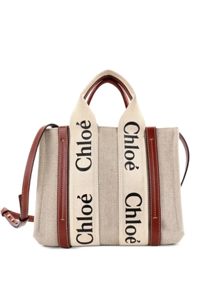 Chloé Pre-Owned Woody Canvas with Leather Small tote bag - Brown