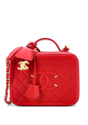 CHANEL Pre-Owned Filigree Vanity Case Quilted Caviar Medium satchel - Red