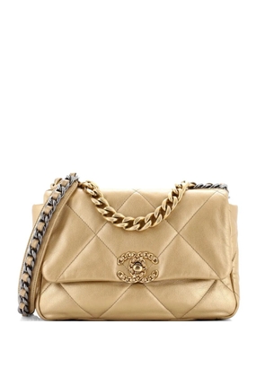 CHANEL Pre-Owned 19 Flap Bag Quilted Leather Medium crossbody bag - Gold