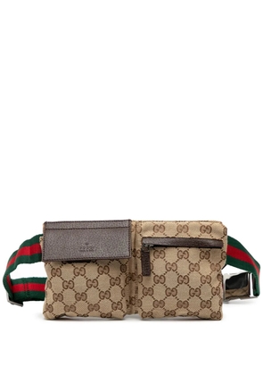 Gucci Pre-Owned 2000-2015 GG Canvas Web Double Pocket belt bag - Brown