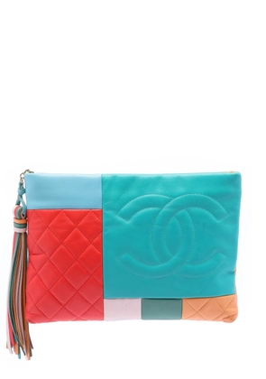 CHANEL Pre-Owned 2016-2017 Medium Lambskin Colorblock Patchwork O Case clutch bag - Blue