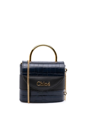 Chloé Pre-Owned 2020 Croc Embossed Leather Aby Lock satchel - Blue