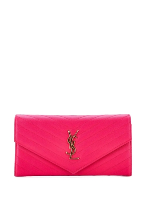 Saint Laurent Pre-Owned Classic Monogram Flap Document Organizer Wallet Matelasse Chevron Leather Large small wallets - Pink