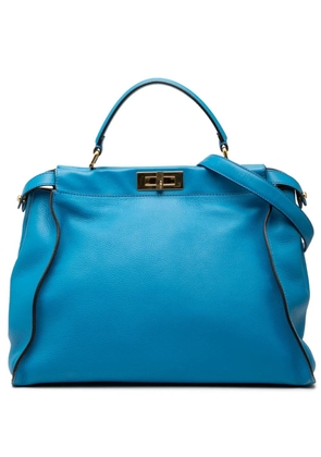 Fendi Pre-Owned 2000-2025 Large Leather Studded Monster Eyes Peekaboo Iconic satchel - Blue