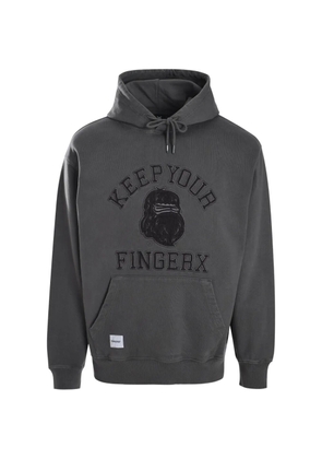 FINGERCROXX logo-patch hoodie - Grey