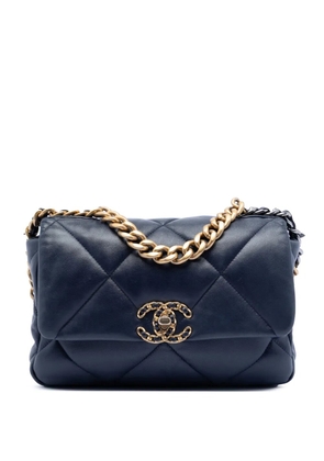 CHANEL Pre-Owned 2021 Medium Lambskin 19 Flap satchel - Blue