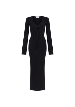 Violante Nessi Cristina halterneck long-sleeve midi dress - Black