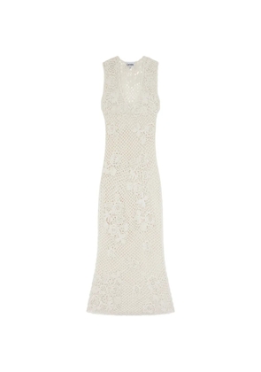 GANNI floral crocheted midi dress - Neutrals