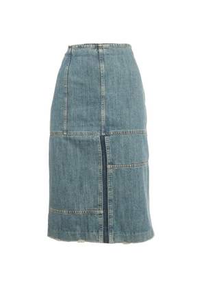 Miu Miu Pre-Owned panelled denim midi skirt - Blue
