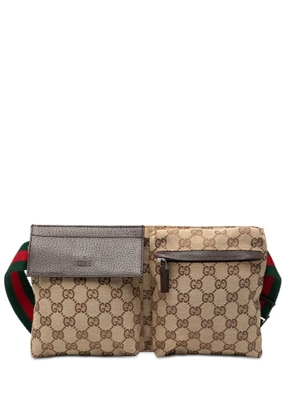 Gucci Pre-Owned 2000-2015 GG Canvas Web Double Pocket belt bag - Brown