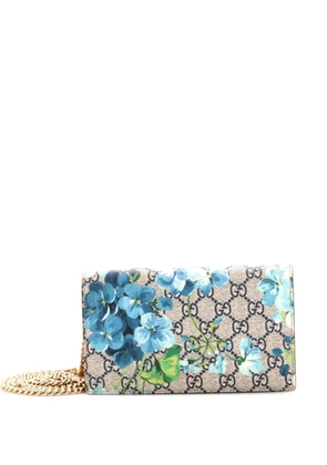 Gucci Pre-Owned Chain Wallet Blooms Print GG Coated Canvas crossbody bag - Blue