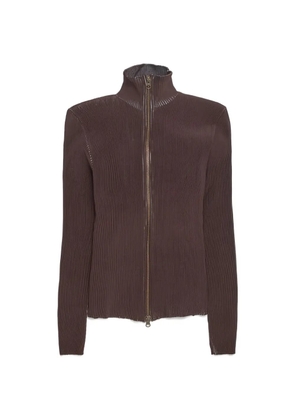 Isa Boulder zip-up ribbed cardigan - Brown