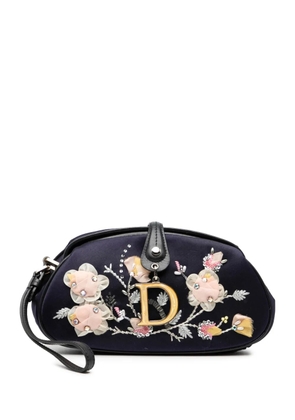 Christian Dior Pre-Owned 2005 Limited Edition Satin Floral Beaded Embroidered Detective clutch bag - Blue