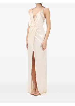 Elisabetta Franchi beaded V-neck maxi dress - Neutrals