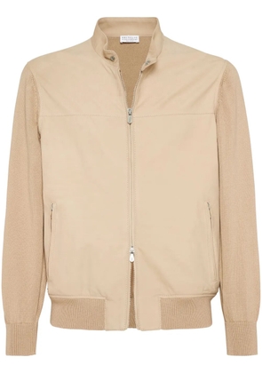 Brunello Cucinelli panelled leather jacket - Brown