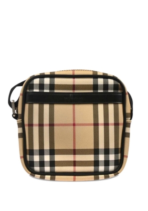 Burberry Pre-Owned 1990s check-pattern leather shoulder bag - Neutrals