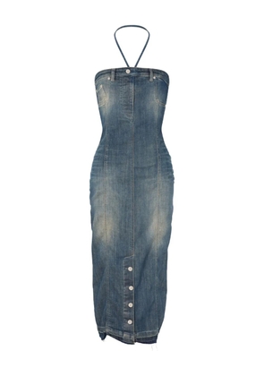 MOSCHINO JEANS halterneck denim midi dress - Blue