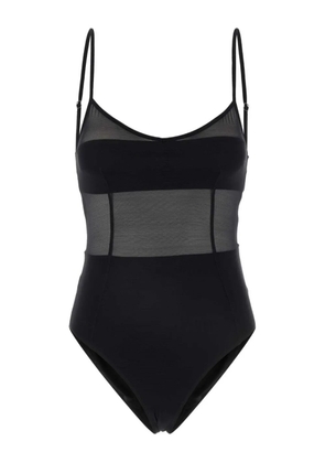 Prada triangle-logo tulle swimsuit - Black