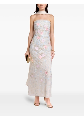 Needle & Thread floral-embellished strapless midi dress - Neutrals