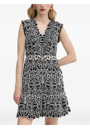 Morgan scalloped trim V-neck mini dress - Black