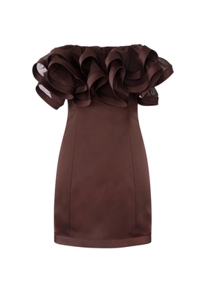 Elisabetta Franchi ruffled-detail strapless mini dress - Brown