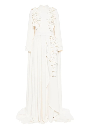 Saiid Kobeisy floral-appliqué maxi dress - Neutrals