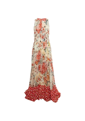 Carolina Herrera Vintage floral-print silk maxi dress - Neutrals