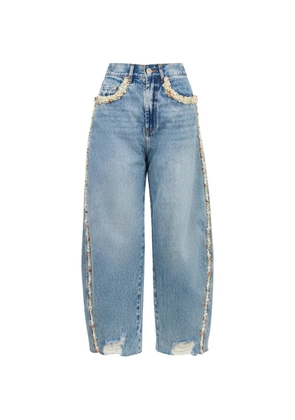 PatBO Camila Coelho distressed beaded trousers - Blue