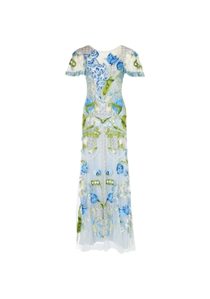 Temperley London Ostuni sequin floral gown - Blue