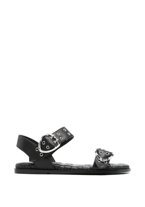 Blauer buckle eyelet leather sandals - Black