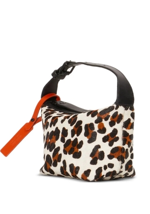 Osklen small leopard-print leather shoulder bag - White