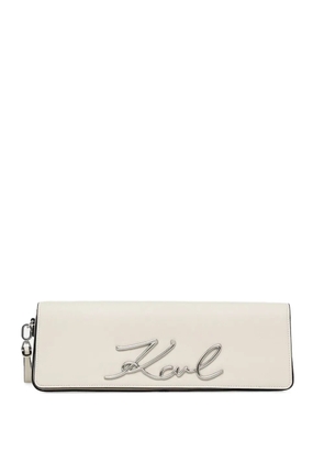 Karl Lagerfeld signature-wristlet clutch bag - Neutrals