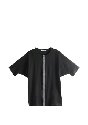 Yohji Yamamoto contrast-trim button-up T-shirt - Black
