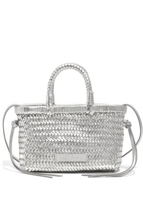 Bimba y Lola mini braided-handle leather tote bag - Silver