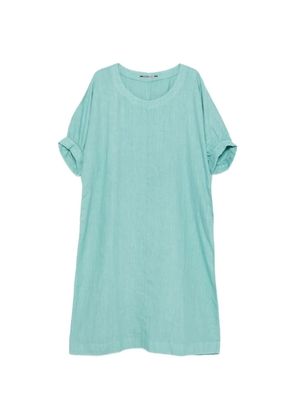 european culture cuffed short-sleeve dress - Blue