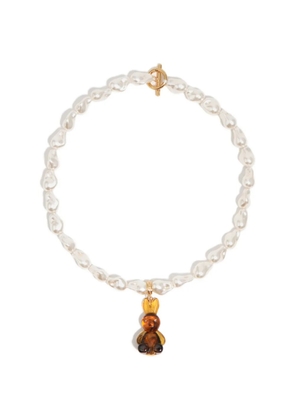 Bimba y Lola stones rabbit pendant necklace - White