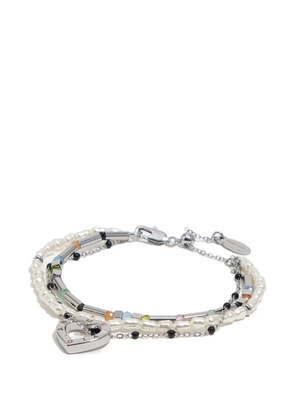 Bimba y Lola heart charm beaded bracelet - Silver