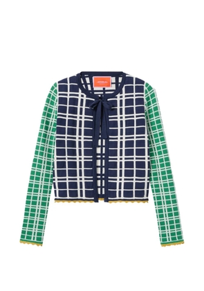 La DoubleJ tie front checked cardigan - Blue